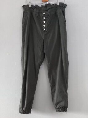 VERONICA BEARD Tedi Tapered High Rise khaki green paperbag waist pants